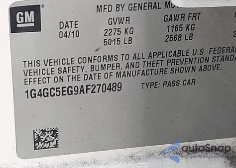 2010 Buick Lacrosse Cxl from USA, damaged, VIN 1G4GC5EG9AF270489